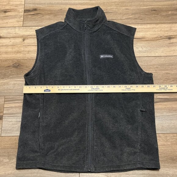Men's Columbia Fleece Vest SZ LARGE Gray Full Zip Pockets Logo Outdoor - Picture 4 of 8